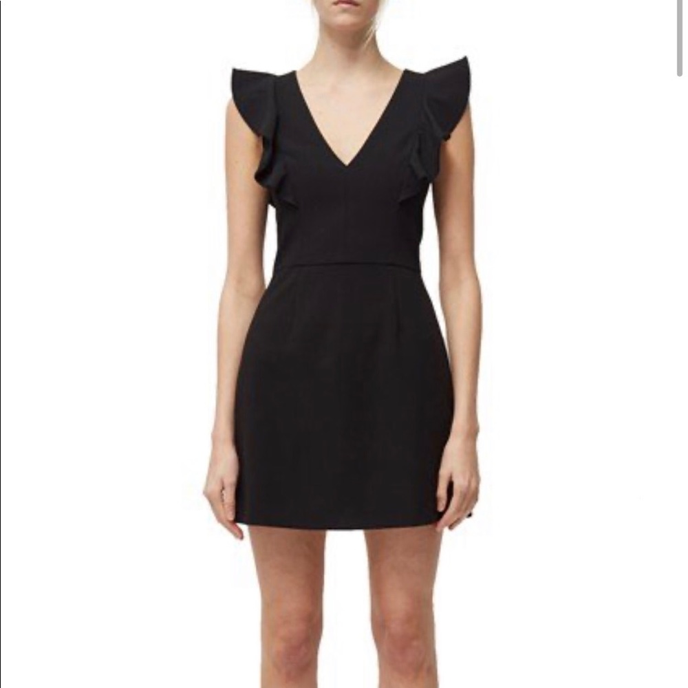 French Connection Whisper Ruffle V-Neck Dress